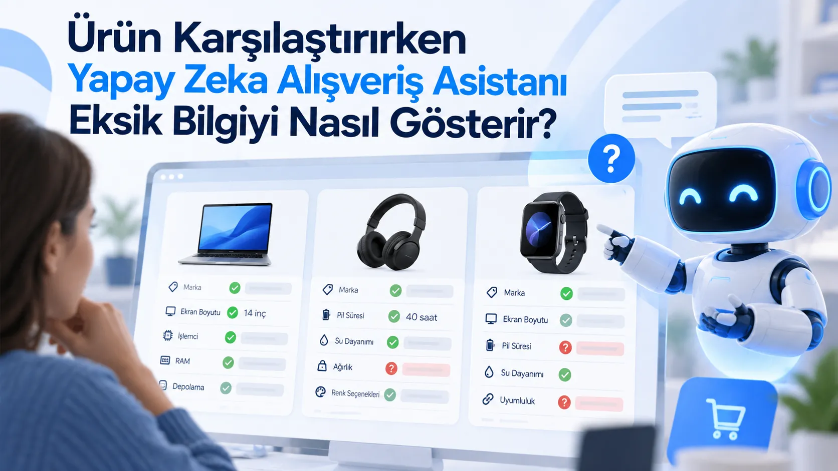 Ürün Karşılaştırırken Yapay Zeka Alışveriş Asistanı Eksik Bilgiyi Nasıl Gösterir?